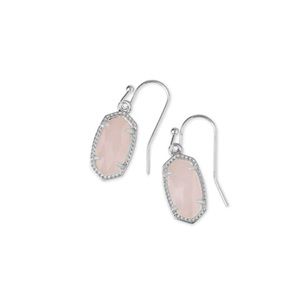 Kendra Scott Lee Silver Drop Earrings Rose Quartz